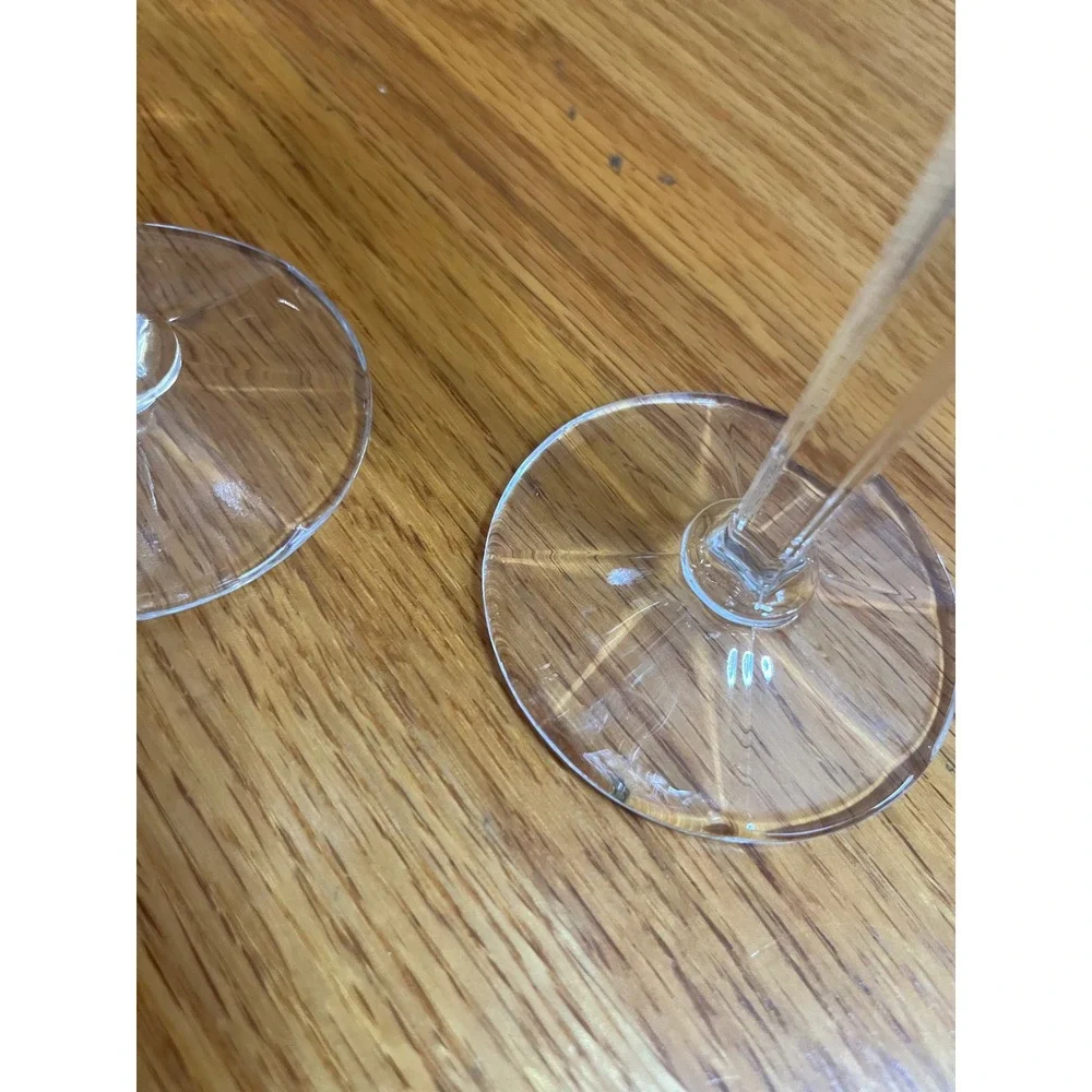 Vintage Lead Crystal Wine Glasses Gold Rim Starburst Cut Glass Stemware Set of 2
